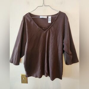 First issue by Liz claiborne brown long sleeve blouse size womens 3x